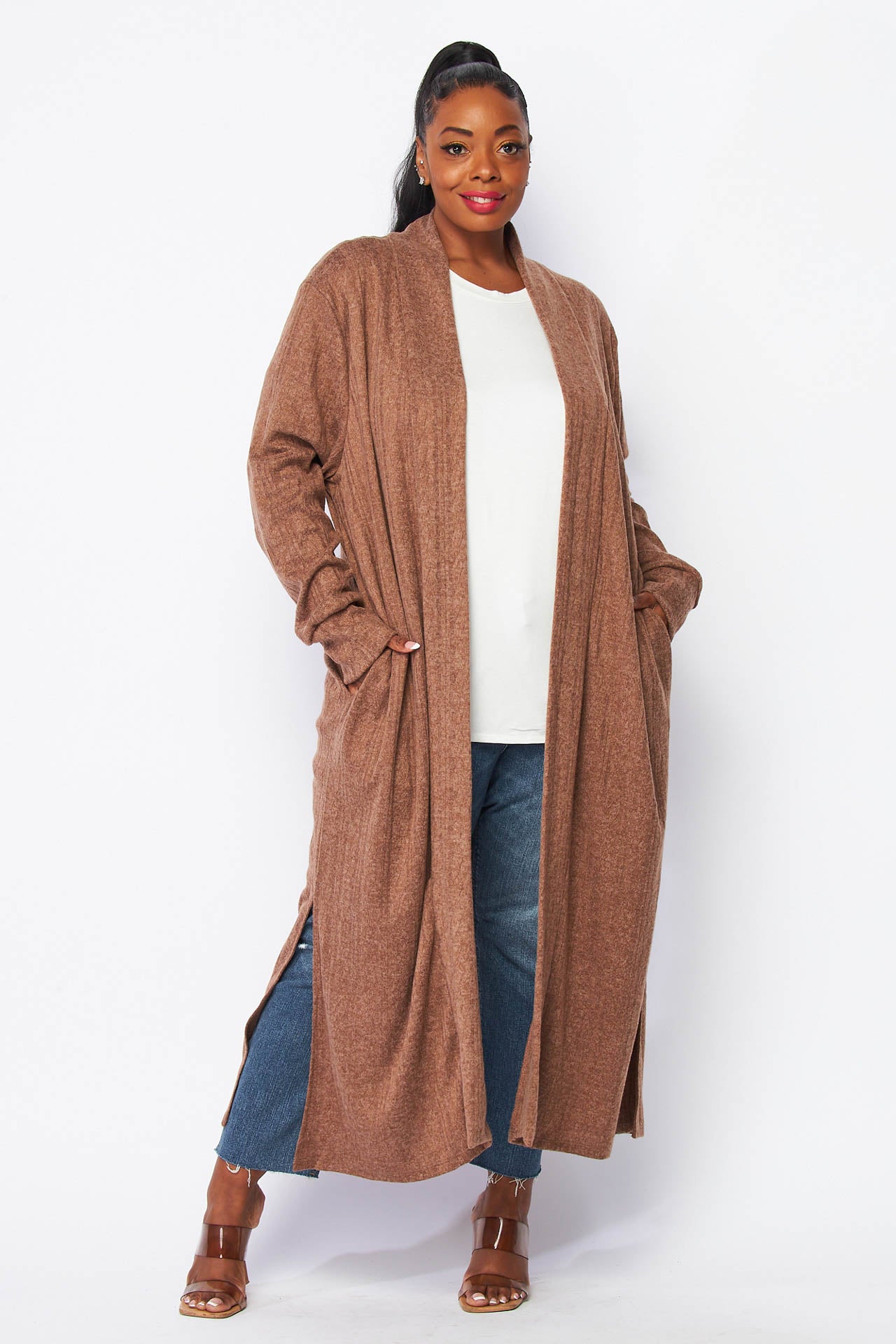 Grey duster cardigan best sale